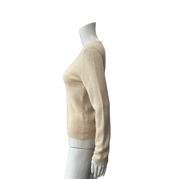 Brunello Cucinelli Ivory Sequin Cashmere Sweater size Small - Picture 3 of 8